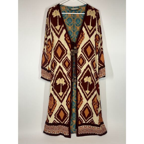 Soft Surroundings Lelani Gauze Boho Ikat Topper Duster Cardigan Size Medium - Picture 1 of 11